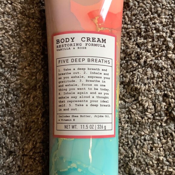 Body Cream Restoring Formula Vanilla & Rose 11.5 Oz Hatchbeauty 5 Deep Breaths - Picture 2 of 4
